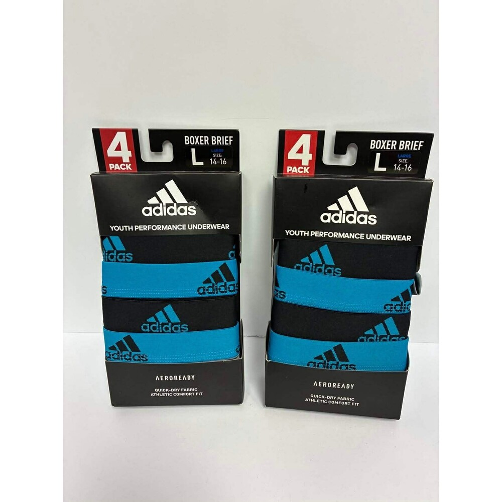 Adidas Boy's Youth Boxer Briefs L (14-16) 4 Pack Sport Performance Underwear LOT